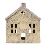 Clayre & Eef | Theelichthouder Kerst Huisje Beige Grijs 13x8x15 cm | 6CE2289 Clayre & Eef | Theelichthouder Kerst Huisje Beige Grijs 13x8x15 cm | 6CE2289