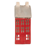Clayre & Eef | Theelichthouder Kerst Huisje Rood Grijs 7x7x18 cm | 6CE2294 Clayre & Eef | Theelichthouder Kerst Huisje Rood Grijs 7x7x18 cm | 6CE2294