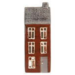 Clayre & Eef | Theelichthouder Kerst Huisje Bruin Grijs 10x7x26 cm | 6CE2295 Clayre & Eef | Theelichthouder Kerst Huisje Bruin Grijs 10x7x26 cm | 6CE2295
