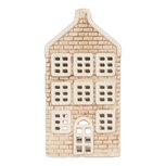 Clayre & Eef | Theelichthouder Kerst Huisje Beige Groen 9x10x19 cm | 6CE2305 Clayre & Eef | Theelichthouder Kerst Huisje Beige Groen 9x10x19 cm | 6CE2305