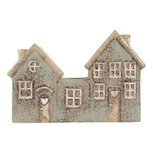 Clayre & Eef | Theelichthouder Kerst Huisje Groen Beige 22x9x15 cm | 6CE2306 Clayre & Eef | Theelichthouder Kerst Huisje Groen Beige 22x9x15 cm | 6CE2306