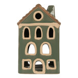 Clayre & Eef | Theelichthouder Kerst Huisje Groen Bruin 9x8x15 cm | 6CE2309 Clayre & Eef | Theelichthouder Kerst Huisje Groen Bruin 9x8x15 cm | 6CE2309
