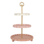 Clayre & Eef | Etagère Roze Wit ø 30x50 cm | 6H2458 Clayre & Eef | Etagère Roze Wit ø 30x50 cm | 6H2458