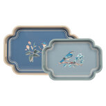 Clayre & Eef | Decoratief Dienblad set van 2 Blauw Beige 46x30x5 / 35x24x5 cm | 6H2459 Clayre & Eef | Decoratief Dienblad set van 2 Blauw Beige 46x30x5 / 35x24x5 cm | 6H2459