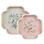 Clayre & Eef | Decoratief Dienblad set van 2 Beige Roze 30x30x5 / 24x24x5 cm | 6H2461 Clayre & Eef | Decoratief Dienblad set van 2 Beige Roze 30x30x5 / 24x24x5 cm | 6H2461