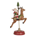 Clayre & Eef | Kerstdecoratie Kerstman op Rendier Rood Bruin 16x11x30 cm | 6PR5763 Clayre & Eef | Kerstdecoratie Kerstman op Rendier Rood Bruin 16x11x30 cm | 6PR5763