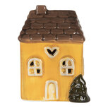 Clayre & Eef | Decoratie Huisje met LED Geel Bruin 7x6x10 cm | 6CE2268 Clayre & Eef | Decoratie Huisje met LED Geel Bruin 7x6x10 cm | 6CE2268