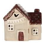 Clayre & Eef | Decoratie Huisje met LED Beige Rood 8x6x8 cm | 6CE2271 Clayre & Eef | Decoratie Huisje met LED Beige Rood 8x6x8 cm | 6CE2271