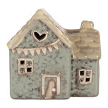 Clayre & Eef | Decoratie Huisje met LED Groen Beige 8x6x8 cm | 6CE2272 Clayre & Eef | Decoratie Huisje met LED Groen Beige 8x6x8 cm | 6CE2272