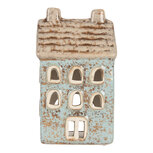 Clayre & Eef | Theelichthouder Kerst Huisje Blauw Beige 8x7x15 cm | 6CE2293 Clayre & Eef | Theelichthouder Kerst Huisje Blauw Beige 8x7x15 cm | 6CE2293