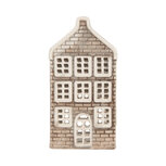 Clayre & Eef | Theelichthouder Kerst Huisje Grijs Oranje 7x7x14 cm | 6CE2304 Clayre & Eef | Theelichthouder Kerst Huisje Grijs Oranje 7x7x14 cm | 6CE2304