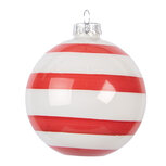Clayre & Eef | Kerstbal Rood Wit ø 8x8 cm | 6GL5131 Clayre & Eef | Kerstbal Rood Wit ø 8x8 cm | 6GL5131