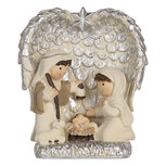 Clayre & Eef | Kerstdecoratie Kerstgroep Zilverkleurig Wit 12x6x13 cm | 6PR5896 Clayre & Eef | Kerstdecoratie Kerstgroep Zilverkleurig Wit 12x6x13 cm | 6PR5896