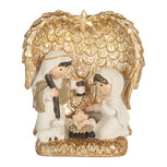 Clayre & Eef | Kerstdecoratie Kerstgroep Goudkleurig Wit 12x6x13 cm | 6PR5898 Clayre & Eef | Kerstdecoratie Kerstgroep Goudkleurig Wit 12x6x13 cm | 6PR5898