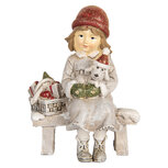 Clayre & Eef | Decoratie Kind Grijs Rood 7x5x10 cm | 6PR5916 Clayre & Eef | Decoratie Kind Grijs Rood 7x5x10 cm | 6PR5916