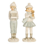 Clayre & Eef | Kerstdecoratie Kinderen set van 2 Wit Groen 5x4x11 cm | 6PR5917 Clayre & Eef | Kerstdecoratie Kinderen set van 2 Wit Groen 5x4x11 cm | 6PR5917