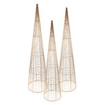 Clayre & Eef | Decoratie kegel met LED (set van 3) Goudkleurig ø 20x80/16x60/11x40 cm / 7xAA | 50828 Clayre & Eef | Decoratie kegel met LED (set van 3) Goudkleurig ø 20x80/16x60/11x40 cm / 7xAA | 50828