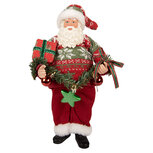 Clayre & Eef | Kerstdecoratie Kerstman Rood Groen 16x11x27 cm | 66357 Clayre & Eef | Kerstdecoratie Kerstman Rood Groen 16x11x27 cm | 66357
