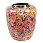 Clayre & Eef | Decoratie Vaas Geel Roze ø 33x36 cm | 66379 Clayre & Eef | Decoratie Vaas Geel Roze ø 33x36 cm | 66379