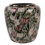Clayre & Eef | Decoratie Vaas Grijs Roze ø 25x25 cm | 66380 Clayre & Eef | Decoratie Vaas Grijs Roze ø 25x25 cm | 66380