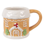 Clayre & Eef | Mok Bruin Wit 13x9x9 cm / 300 ml | 6CEMU0216 Clayre & Eef | Mok Bruin Wit 13x9x9 cm / 300 ml | 6CEMU0216