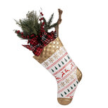 Clayre & Eef | Decoratie Kerstsok Wit Goudkleurig 25x6x62 cm | 5Y1382 Clayre & Eef | Decoratie Kerstsok Wit Goudkleurig 25x6x62 cm | 5Y1382