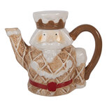 Clayre & Eef | Theepot Bruin Wit 22x12x18 cm / 900 ml | 6CETE0185 Clayre & Eef | Theepot Bruin Wit 22x12x18 cm / 900 ml | 6CETE0185