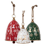 Clayre & Eef | Bellen Decoratief (set van 3) Rood Groen Wit ø 32x43 / ø 28x35 / ø 23x28 cm | 6Y5918 Clayre & Eef | Bellen Decoratief (set van 3) Rood Groen Wit ø 32x43 / ø 28x35 / ø 23x28 cm | 6Y5918