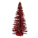 Clayre & Eef | Decoratie Kerstboom Rood Goudkleurig ø 14x25 cm | 66318R Clayre & Eef | Decoratie Kerstboom Rood Goudkleurig ø 14x25 cm | 66318R