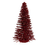 Clayre & Eef | Decoratie Kerstboom Rood Goudkleurig ø 17x30 cm | 66319R Clayre & Eef | Decoratie Kerstboom Rood Goudkleurig ø 17x30 cm | 66319R