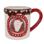 Clayre & Eef | Mok Wit Rood 14x10x10 cm / 375 ml | 6CEMU0206 Clayre & Eef | Mok Wit Rood 14x10x10 cm / 375 ml | 6CEMU0206