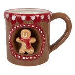 Clayre & Eef | Mok Bruin Rood 14x10x10 cm / 375 ml | 6CEMU0207 Clayre & Eef | Mok Bruin Rood 14x10x10 cm / 375 ml | 6CEMU0207