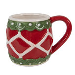 Clayre & Eef | Mok Rood Groen 13x10x9 cm / 375 ml | 6CEMU0208 Clayre & Eef | Mok Rood Groen 13x10x9 cm / 375 ml | 6CEMU0208