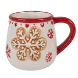 Clayre & Eef | Mok Wit Rood 13x10x10 cm / 375 ml | 6CEMU0209 Clayre & Eef | Mok Wit Rood 13x10x10 cm / 375 ml | 6CEMU0209