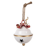 Clayre & Eef | Bel Decoratief Wit Rood ø 16x22 cm | 6Y5923 Clayre & Eef | Bel Decoratief Wit Rood ø 16x22 cm | 6Y5923