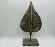 Ornament hout blad op voet vintage bruin klein 39 x 20 x 10 cm | 736742 | Home Sweet Home | Stoer & Sober Landelijke Woonstijl