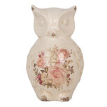 Clayre & Eef | Decoratie Beeld Uil Beige Roze 13x12x22 cm | 6CE1961L