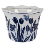 Clayre & Eef | Bloempot Binnen Wit Blauw ø 17x15 cm | 6CE2378