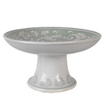 Clayre & Eef | Taartplateau op voet Wit Groen ø 21x11 cm | 6CE2380