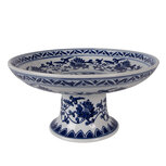 Clayre & Eef | Taartplateau op voet Wit Blauw ø 26x13 cm | 6CE2383