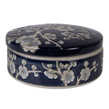 Clayre & Eef | Sieradendoos Blauw Wit ø 18x8 cm | 6CE2390
