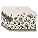 Clayre & Eef | Placemats Set van 6 Beige Groen 48x33 cm | GTB40