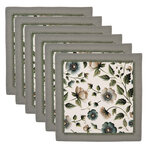 Clayre & Eef | Servetten Katoen Set van 6 Beige Groen 40x40 cm | GTB43