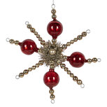 Clayre & Eef | Kersthanger Rood Zilverkleurig 18x3x18 cm | 65992
