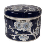 Clayre & Eef | Sieradendoos Blauw Wit ø 12x10 cm | 6CE2389