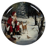 Clayre & Eef | Decoratie Schaal Grijs Rood ø 28x3 cm | 66416