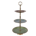 Clayre & Eef | Etagère 3 laags Groen Roze ø 27x51 cm | 66425