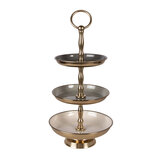 Clayre & Eef | Etagère 3 laags Beige Goudkleurig ø 18x35 cm | 66426