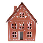 Clayre & Eef | Decoratie Huis met LED Bruin Wit 27x19x32 cm / 3x AAA | 6Y5977