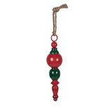 Clayre & Eef | Decoratie hanger Kerst Rood Groen ø 8x33 cm | 6Y5979